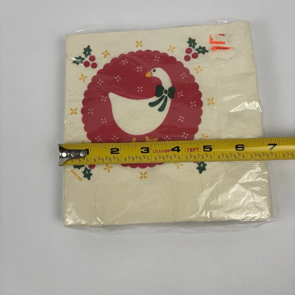 VTG NOS Artfaire Christmas Goose Table Cover And Napkins Granny Core Holly